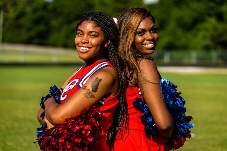 Tania Latimore, left, and Vonkeria Jenkins are the only two seniors on this year’s varsity team. (Photo/Jack Casey)