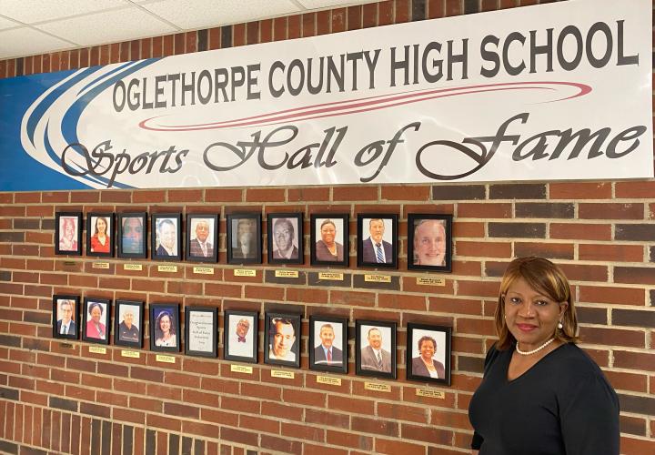 OCHS principal Susie Johnson said the school’s hall of fame shows students “the winning history of Oglethorpe County athletics.” (Photo/Dink NeSmith)