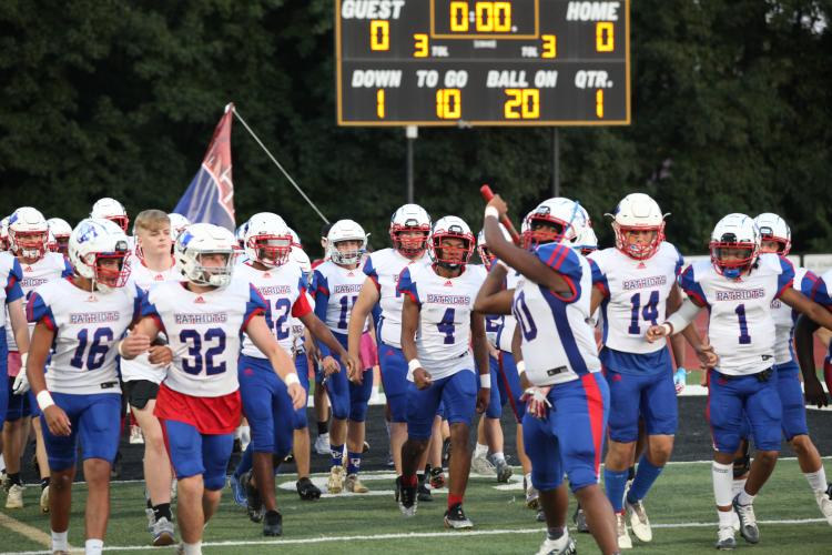 Oglethorpe County High School Patriots take the field before the Sept. 23, 2022, football game